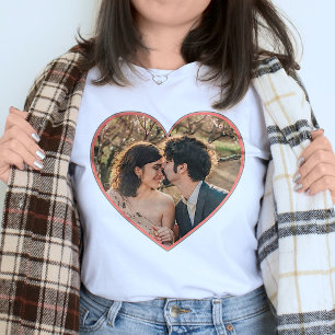 Heart Shaped Custom Photo Valentijns of Weddenscha T-shirt
