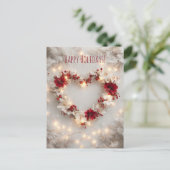 Heart-shaped decoration featuring flowers, berries feestdagenkaart (Staand voorkant)