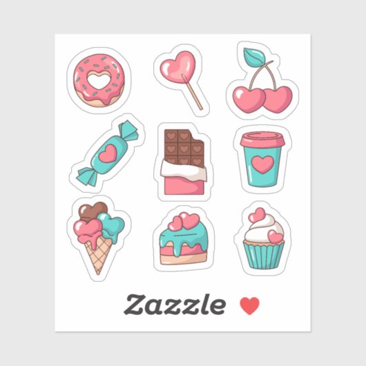 Heart Shaped Desserts Stickers (Vel)