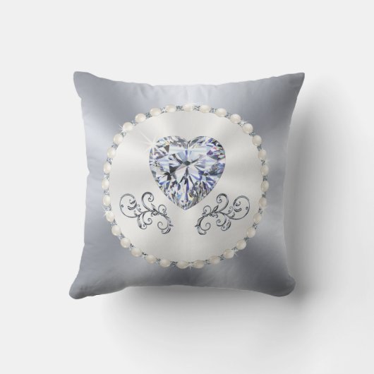 Heart Shaped Diamond Persoonlijke Weddenschap Kussen (Achterkant)