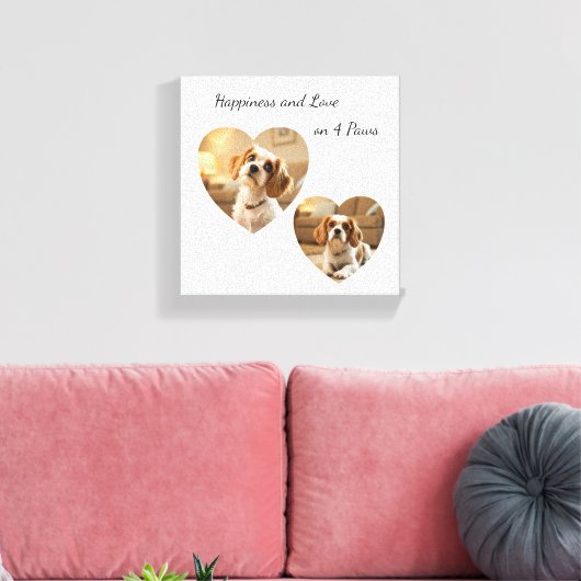 Heart-Shaped Dog Design – “Happiness on Four Paws” Canvas Afdruk (Insitu (Woonkamer))