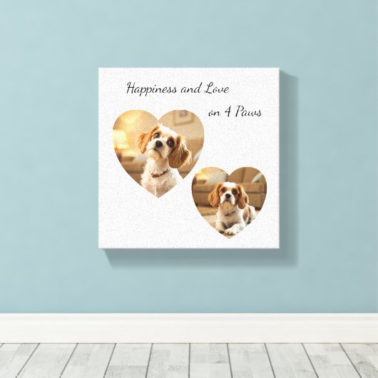 Heart-Shaped Dog Design – “Happiness on Four Paws” Canvas Afdruk (Insitu (Houten vloer))