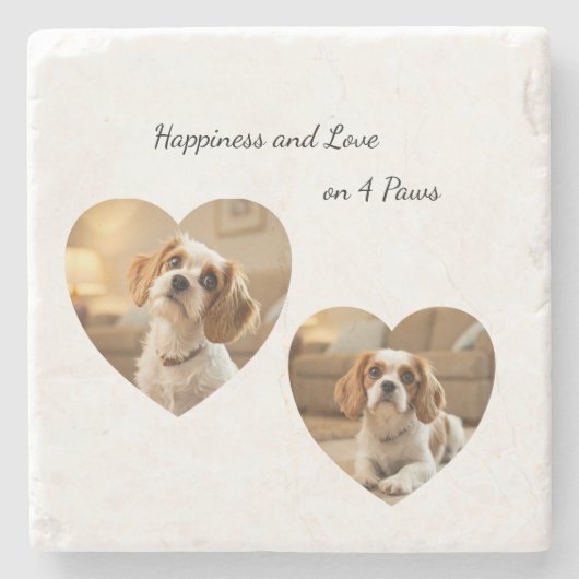 Heart-Shaped Dog Design – “Happiness on Four Paws” Stenen Onderzetter (Voorkant)
