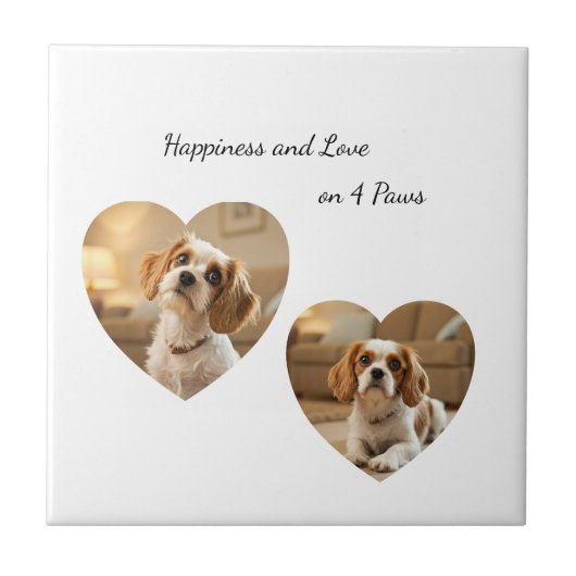 Heart-Shaped Dog Design – “Happiness on Four Paws” Tegeltje (Voorkant)