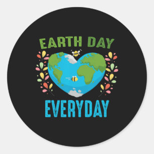 Heart Shaped Earth Day Alledaagse bijen Wereld Env Ronde Sticker