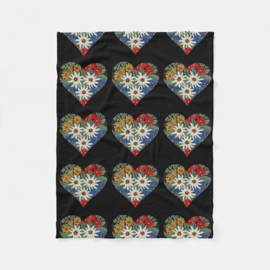 Heart Shaped Edelweiss Alpiene Bloem Fleece Deken (Voorkant)