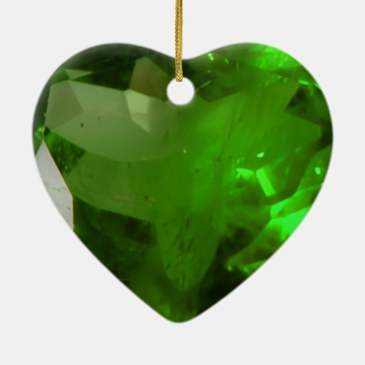 Heart‑Shaped Emerald Keramisch Ornament (Achterkant)