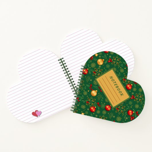 Heart Shaped Emerald Ornaments Notebook Notitieboek (Binnen)