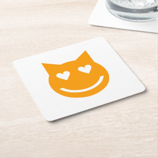 Heart Shaped Eyes Emoji Kartonnen Onderzetters (Schuin)