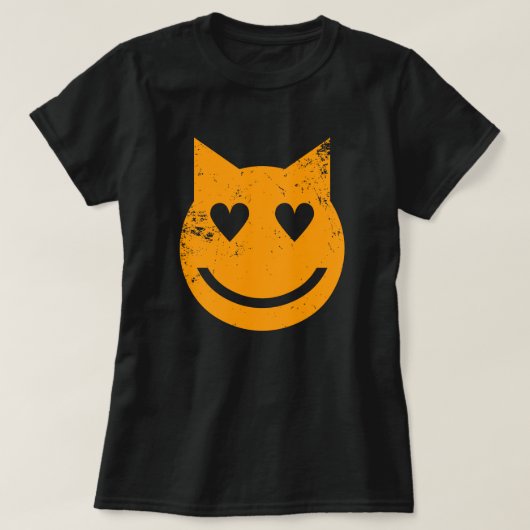 Heart Shaped Eyes Grunge Cat Emoji T-shirt (Design voorkant)