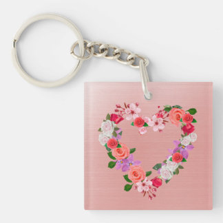 Heart Shaped Floral Bouquet of Love Sleutelhanger