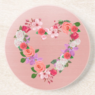Heart Shaped Floral Bouquet of Love Zandsteen Onderzetter