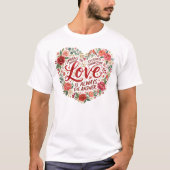 Heart-Shaped Floral Typography T-shirt (Voorkant)