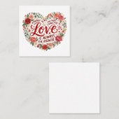Heart-Shaped Floral Typography Vierkante Visitekaartje (Voorkant / Achterkant)