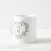 Heart Shaped Floral Wreath Koffiemok (Voorkant links)