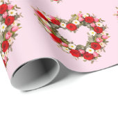 Heart Shaped Floral Wreath Roses Daisies Tulips Cadeaupapier (Rol Hoek)