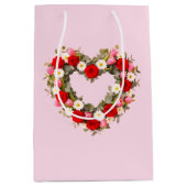 Heart Shaped Floral Wreath Roses Daisies Tulips Medium Cadeauzakje (Voorkant)