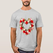 Heart Shaped Floral Wreath Roses Daisies Tulips T-shirt (Voorkant)