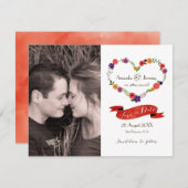 Heart-Shaped Flower Wreath Rustic Wedding Aankondiging (Voorkant / Achterkant)