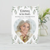 Heart Shaped Foto Waterverf Greenery Memorial Programmakaart (Staand voorkant)