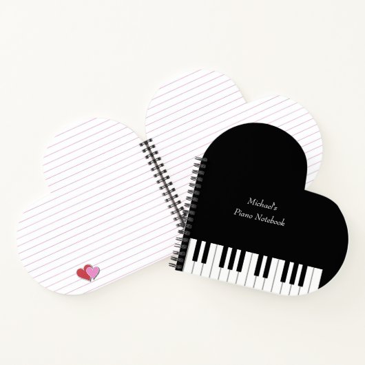 Heart Shaped Grand Piano Persoonlijke muzikanten Notitieboek (Binnen)