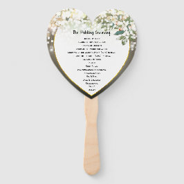 Heart Shaped Green Leaf Tree Wedding Program Fan Handwaaier