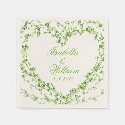 Heart Shaped Green Leaf Wreatalized Personalized Servet (Voorkant)