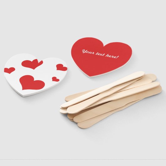 Heart Shaped hand fan met rood harten Handwaaier (Niet-gemonteerd)