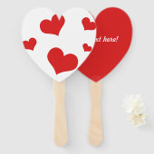 Heart Shaped hand fan met rood harten Handwaaier (Voorkant en achterkant)