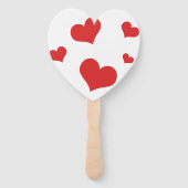 Heart Shaped hand fan met rood harten Handwaaier (Voorkant)