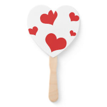 Heart Shaped hand fan met rood harten