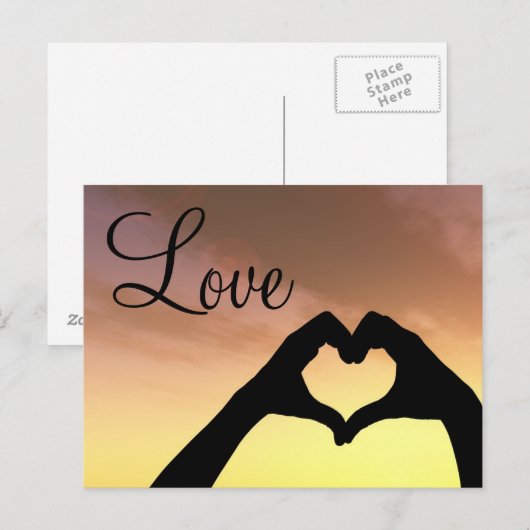 Heart Shaped Hands Silhouette Briefkaart (Voorkant / Achterkant)