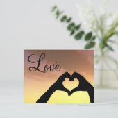 Heart Shaped Hands Silhouette Briefkaart (Staand voorkant)