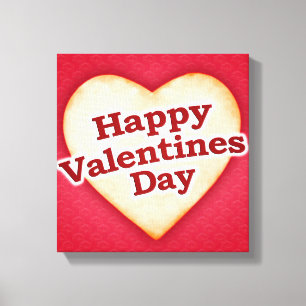 Heart Shaped Happy Valentine Day Text Design Canvas Afdruk