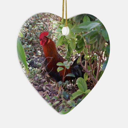 Heart-Shaped Hidden Rooster Holiday Ornament (Rechts)