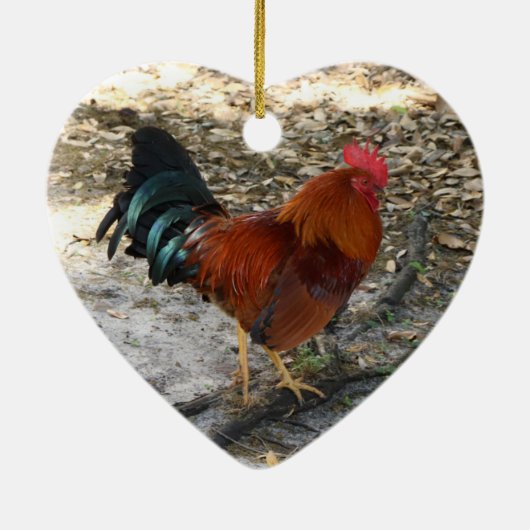 Heart-Shaped Hidden Rooster Holiday Ornament (Achterkant)