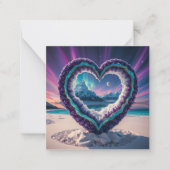 Heart-Shaped Ice Sculpture with Aurora Notitiekaartje (Voorkant)
