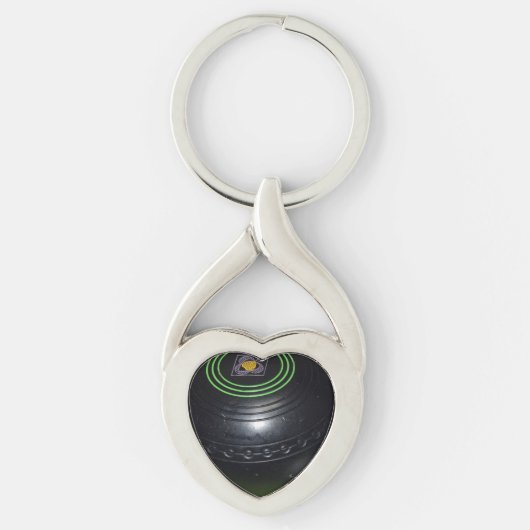 Heart Shaped Lawn Bowl Keyring Sleutelhanger (Voorkant)