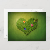 Heart-Shaped Lawn Flowers Butterfly Briefkaart (Voorkant / Achterkant)