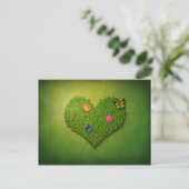 Heart-Shaped Lawn Flowers Butterfly Briefkaart (Staand voorkant)