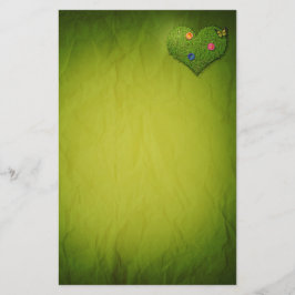 Heart-Shaped Lawn Flowers Butterfly Briefpapier