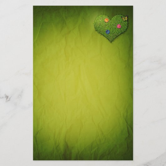 Heart-Shaped Lawn Flowers Butterfly Briefpapier (Voorkant)
