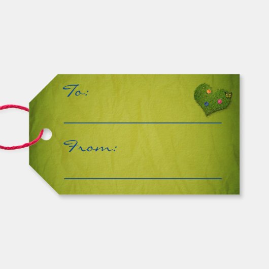 Heart-Shaped Lawn Flowers Butterfly Cadeaulabel (Achterkant Horizontaal)