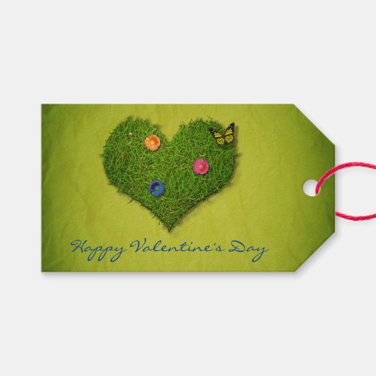 Heart-Shaped Lawn Flowers Butterfly Cadeaulabel (Voorkant (Horizontaal))