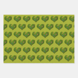 Heart-Shaped Lawn Flowers Butterfly Inpakpapier Vel