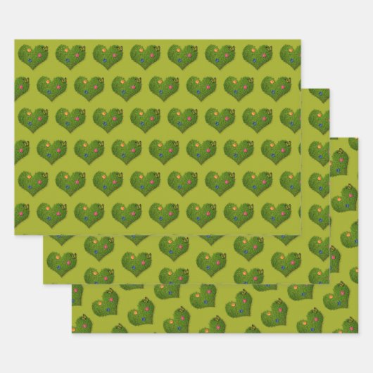 Heart-Shaped Lawn Flowers Butterfly Inpakpapier Vel (Set)