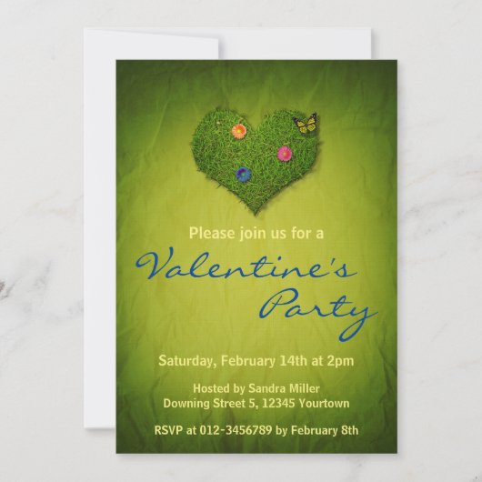 Heart-Shaped Lawn Flowers Butterfly Kaart (Voorkant)