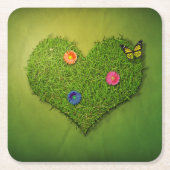 Heart-Shaped Lawn Flowers Butterfly Kartonnen Onderzetters (Voorkant)