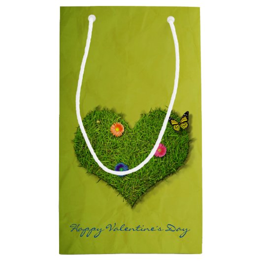 Heart-Shaped Lawn Flowers Butterfly Klein Cadeauzakje (Achterkant)