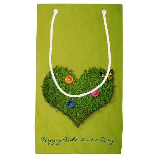 Heart-Shaped Lawn Flowers Butterfly Klein Cadeauzakje (Voorkant)